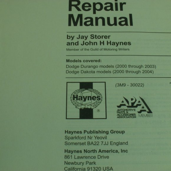 Haynes Dodge Durango & Dakota Pickups Repair Manual - Picture 16 of 16